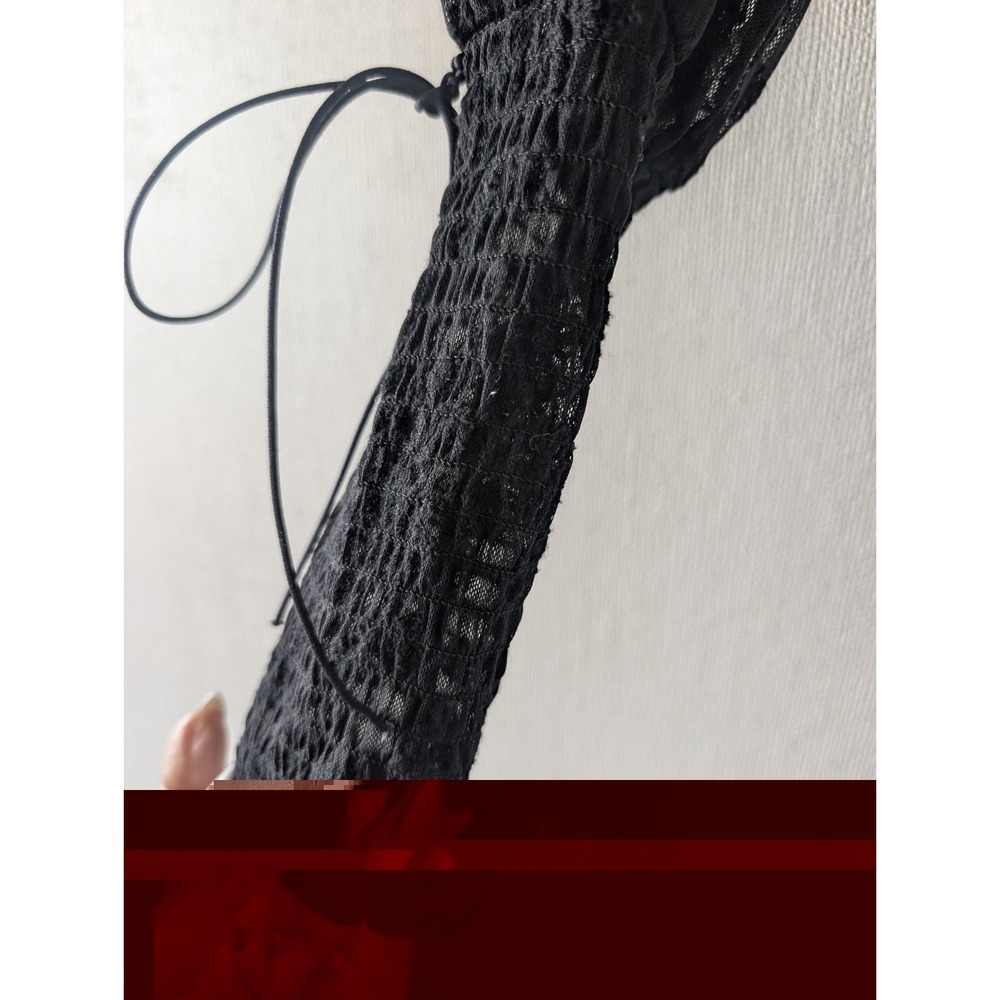 For Love & Lemons Lace Blouse Mock Neck S Black Sheer Dark Romantic Whimsygoth - Picture 9 of 11